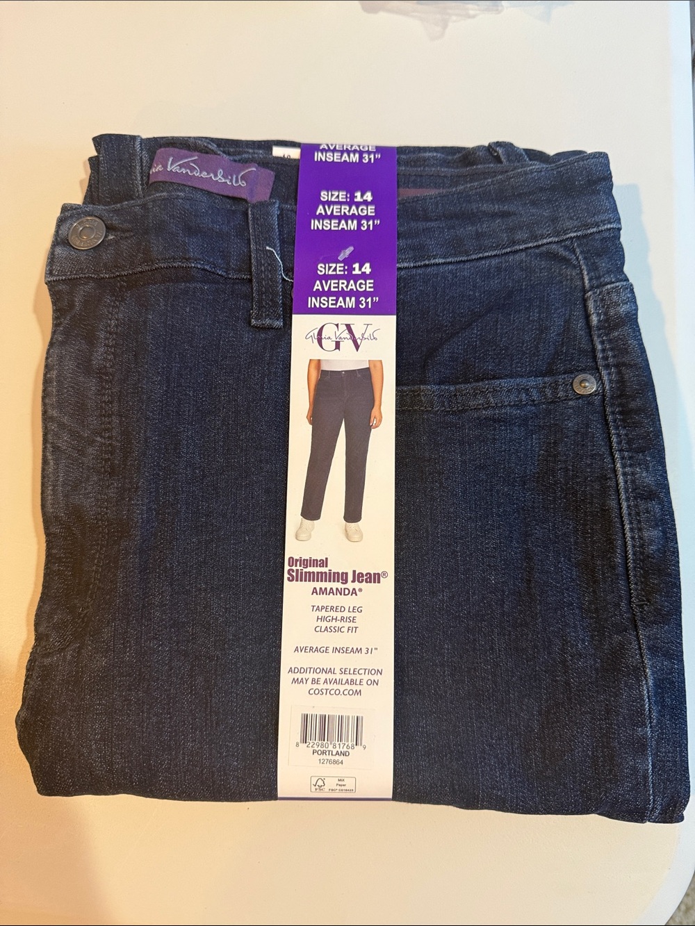 Gloria Vanderbilt Amanda Slimming Jeans High-Rise Classic Fit Tapered Leg 14 NWT